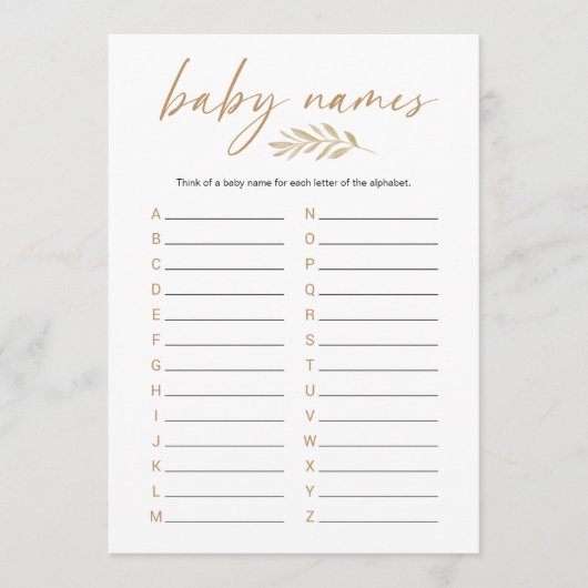 Programme Boho Baby Names Baby shower Jeu (Devant)