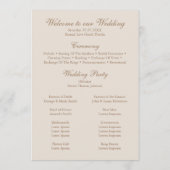 Programme Boho Beige séché Fleur et blanc Roses Mariage (Dos)