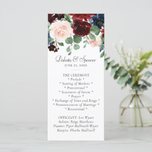 Programme Boho Bloom Rouge Bourgogne et bleu marine