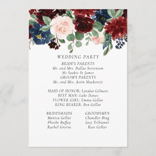 Programme Boho Bloom | Rouge Bourgogne et bleu marine (Dos)