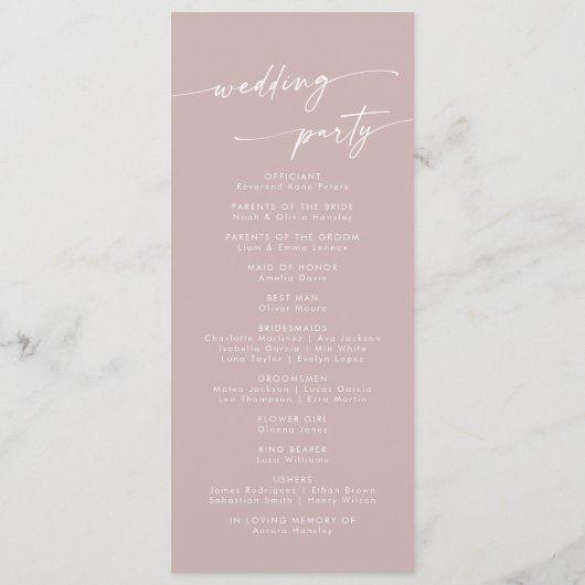 Programme Boho Chic Dusty Rose Mariage Longueur du thé rose (Dos)