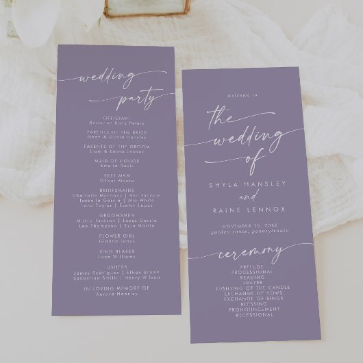 Programme Boho Chic Lavender Purple Tea Longueur Mariage