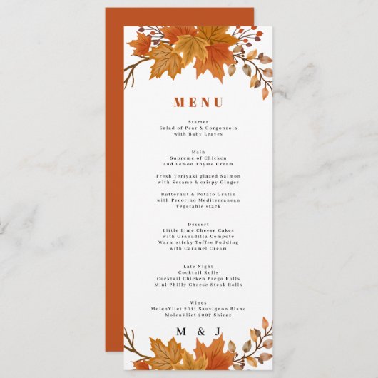 Programme Boho Chic Mariage de automne (Devant / Derrière)