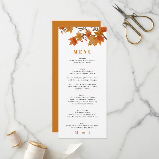 Programme Boho Chic Mariage de automne (Devant/Arrière en situation)