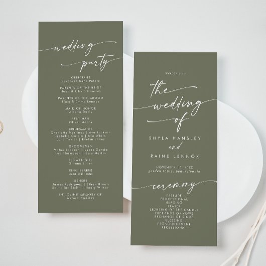 Programme Boho Chic Olive Green Tea Longueur Mariage