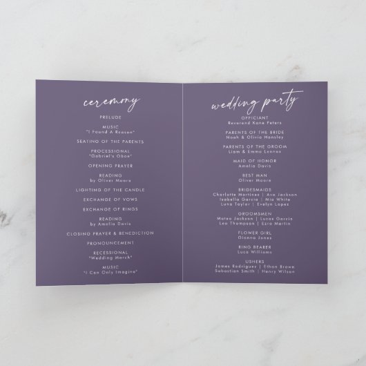 Programme Boho Chic Plum Purple Nous Faisons Plier Mariage (Intérieur)