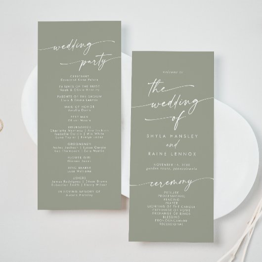 Programme Boho Chic Sage Green Tea Mariage
