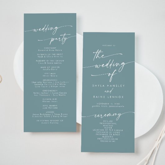 Programme Boho Chic Seafoam Turquoise Tea Mariage