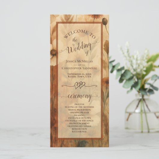 Programme Boho Chic Sienna Wildflowers Elegant Wedding (Debout devant)