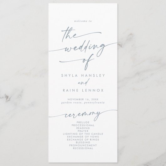 Programme Boho Chic Slate Blue Tea Mariage (Devant)