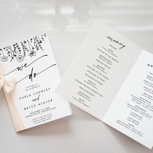 Programme Boho Chic Wildflower We Do Folded Wedding