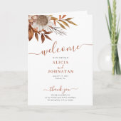 Programme Boho chute aquarelle fleurie terre cuite mariage (Devant)