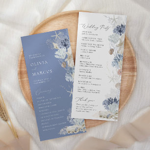 Programme Boho Elegant Ocean Beach Coral Blue Mariage