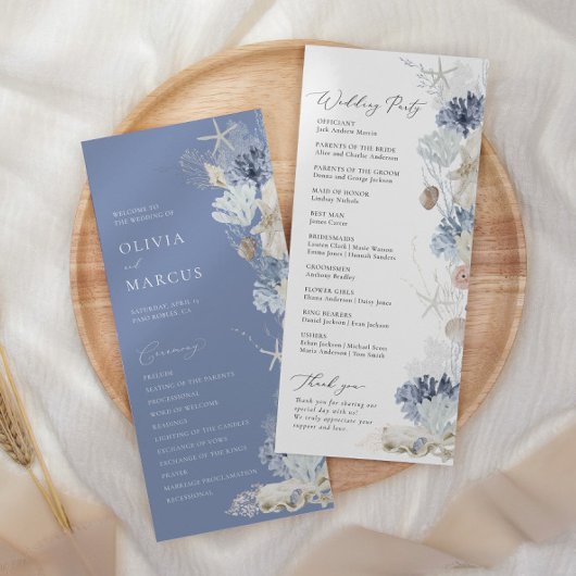 Programme Boho Elegant Ocean Beach Coral Blue Mariage