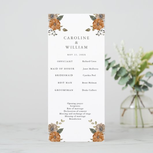 Programme Boho Floral Mariage (Debout devant)
