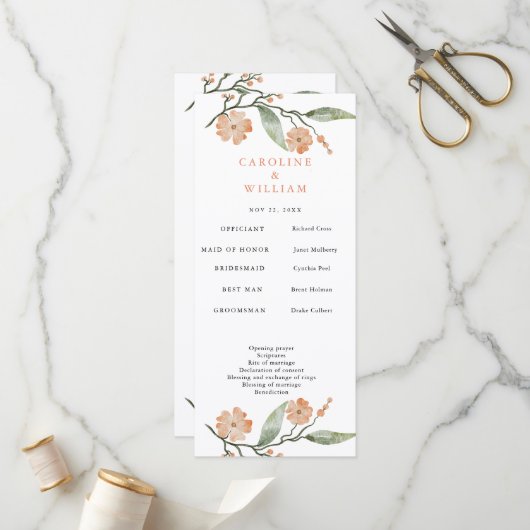 Programme Boho Floral Mariage (Devant/Arrière en situation)