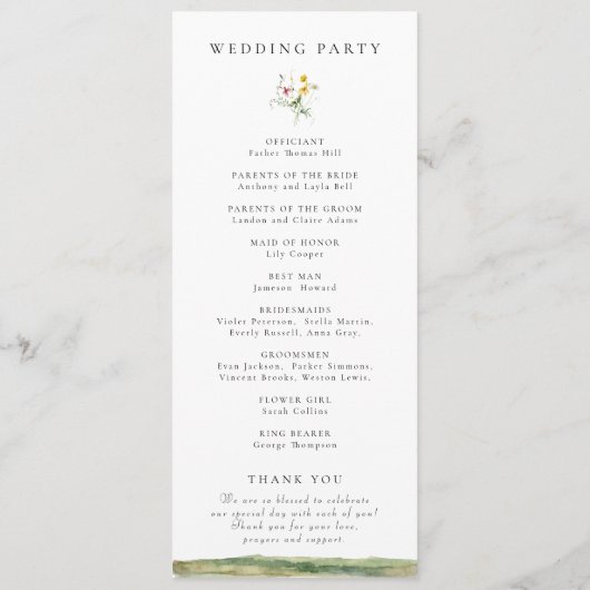 Programme Boho Forest Mountain Fleur sauvage Russe Mariage  (Dos)