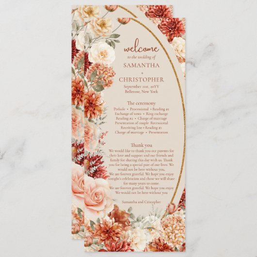 Programme Boho jardin d'automne épices orange beige (Devant / Derrière)