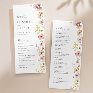 Programme Boho Meadow Wildflower Wedding Program
