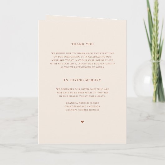 Programme Boho Minimaliste Botaniques Terracotta Mariage (Dos)