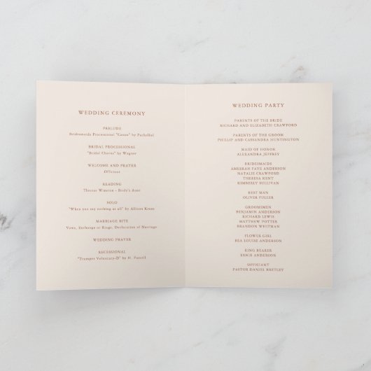 Programme Boho Minimaliste Botaniques Terracotta Mariage (Intérieur)