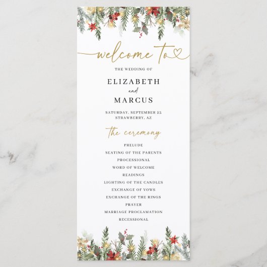 Programme Boho Noël Pine Tree éclaire un mariage élégant (Devant)