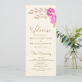Programme Boho Pink Orchid Floral Ivory Mariage (Debout devant)