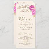 Programme Boho Pink Orchid Floral Ivory Mariage (Devant / Derrière)