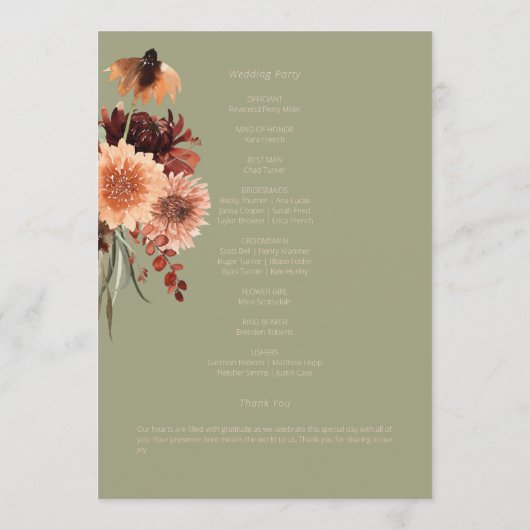 Programme Boho Rust & Neutral Sage Fall Floral (Dos)