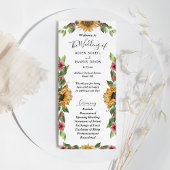 Programme Boho Sunflower Rustique Fleur sauvage Mariage plat