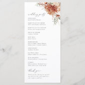 Programme Boho Terracotta Dahlia Rose Mariage (Dos)