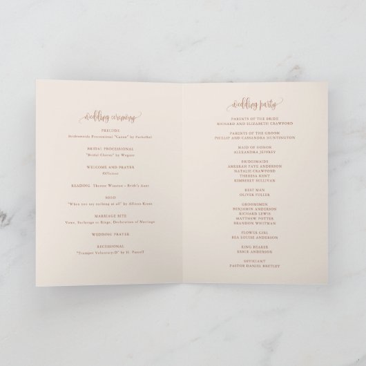 Programme Boho Terracotta Joli Mariage de calligraphie (Intérieur)