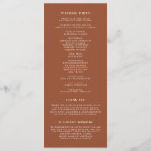 Programme Boho Terracotta Whimsical Calligraphie Mariage (Dos)