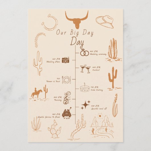 Programme Boho Western Cowboy Illustration Événements Calend (Dos)