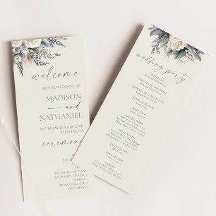 Programme Boho White Rose Floral Mariage Jardin