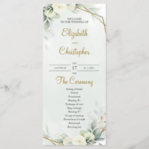 Programme Boho White Roses Eucalyptus Vert Or