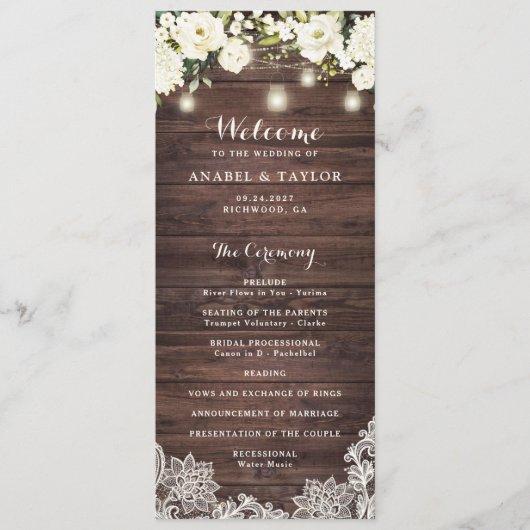 Programme Bois rustique blanc dentelle chaîne de lumière Mar (Devant)