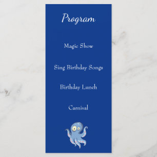 Programme Boo Octopus Blue Baby shower pour enfants