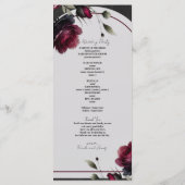 Programme Bordeaux Red Roses Shadowy Grey Floral Mariage (Dos)