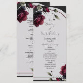 Programme Bordeaux Red Roses Shadowy Grey Floral Mariage (Devant / Derrière)