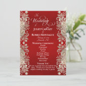 Programme Bordure de rose sur fond rouge - Mariage (Debout devant)