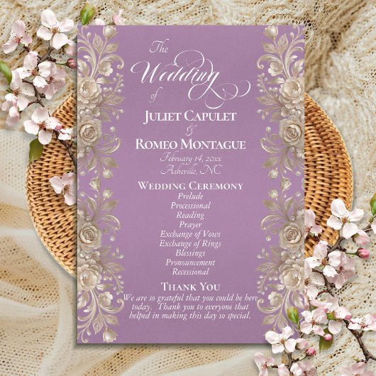 Programme Bordure de rose sur lavande - Mariage