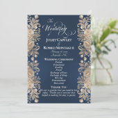 Programme Bordure de roses sur fond bleu foncé - Mariage (Debout devant)