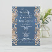 Programme Bordure de roses sur fond bleu - Mariage (Debout devant)