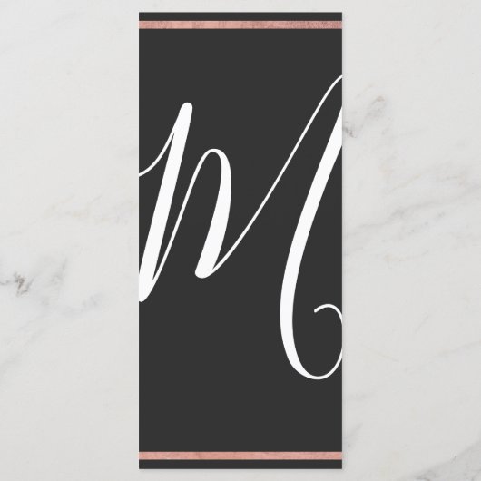 Programme Bordure rose Gold Outline Mariage noir simple (Dos)