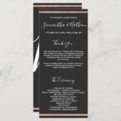 Programme Bordure rose Gold Outline Mariage noir simple (Devant / Derrière)