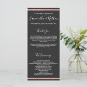Programme Bordure rose Gold Outline Mariage noir simple (Debout devant)