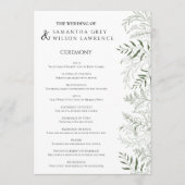 Programme Botanical Greenery Wedding Program Card (Devant)