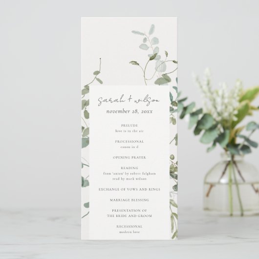 Programme Botanique Eucalyptus Watercolor Wedding (Debout devant)