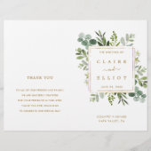 Programme Botanique Gold Greenery Watercolor Weddi (Devant)